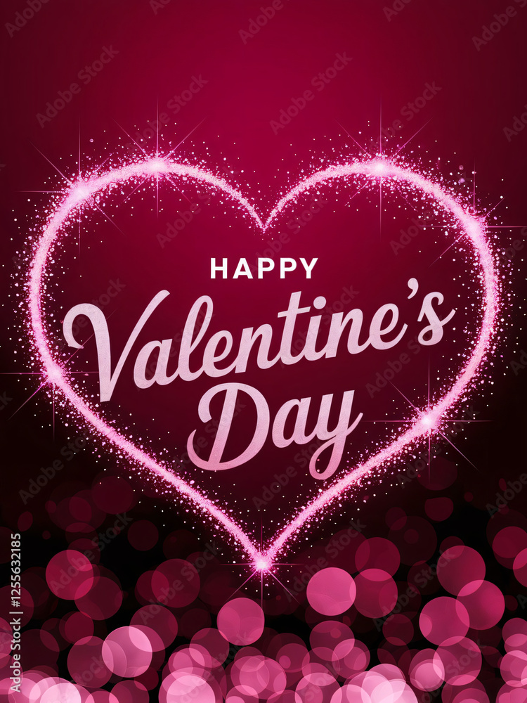 Happy Valentine's Day pink shiny card with a heart. Happy Valentine's Day pink shiny card with a heart.