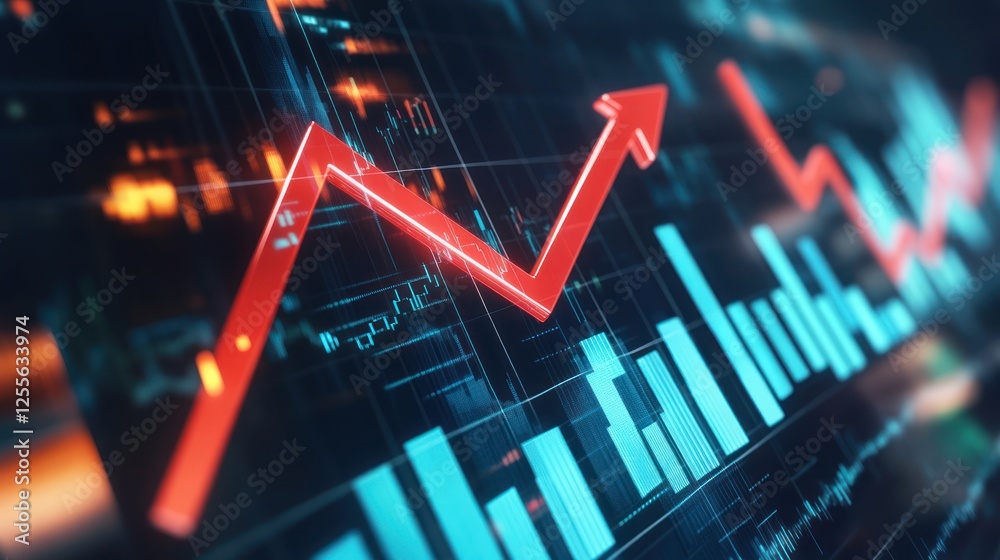 Digital stock market graph showing rising trend. Possible stock photo use Digital stock market graph showing rising trend. Possible stock photo use