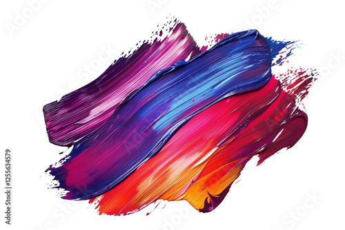 Powerful Thick Paint Stroke with Deep Hue and Dynamic Texture Isolated on Transparent Background