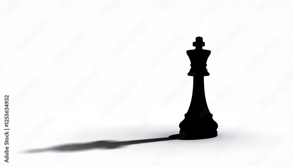 Chess queen silhouette casting shadow on white background, strategy concept Chess queen silhouette casting shadow on white background, strategy concept