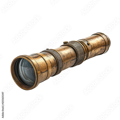 Antique spyglass isolated on transparent background