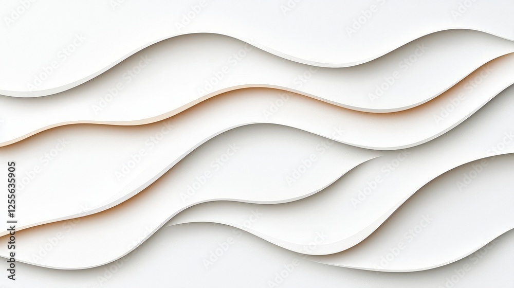 Fototapeta premium Abstract Waves of White Paper Curves on Minimalist Background for Creative Designs