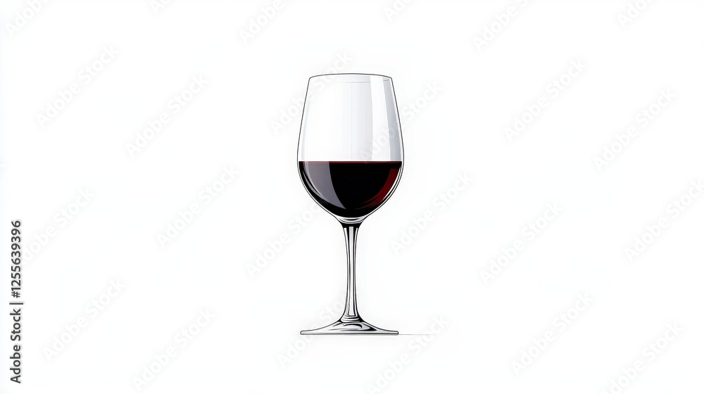 Elegant Wine Glass with Red Wine Isolated on White Background for Culinary and Beverage Themes Elegant Wine Glass with Red Wine Isolated on White Background for Culinary and Beverage Themes