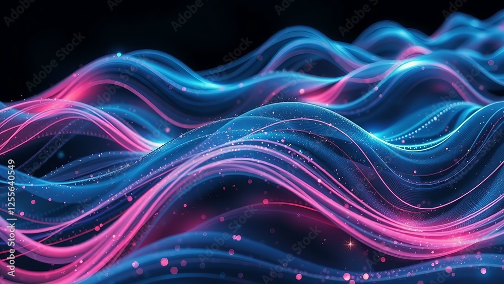 Glowing blue swirling lines creating a dynamic futuristic wave pattern Glowing blue swirling lines creating a dynamic futuristic wave pattern