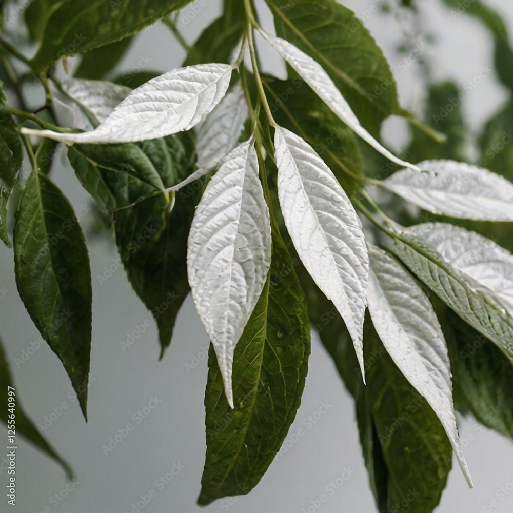 Fototapeta premium The leaves are white, gray and green and are beautifully fresh.