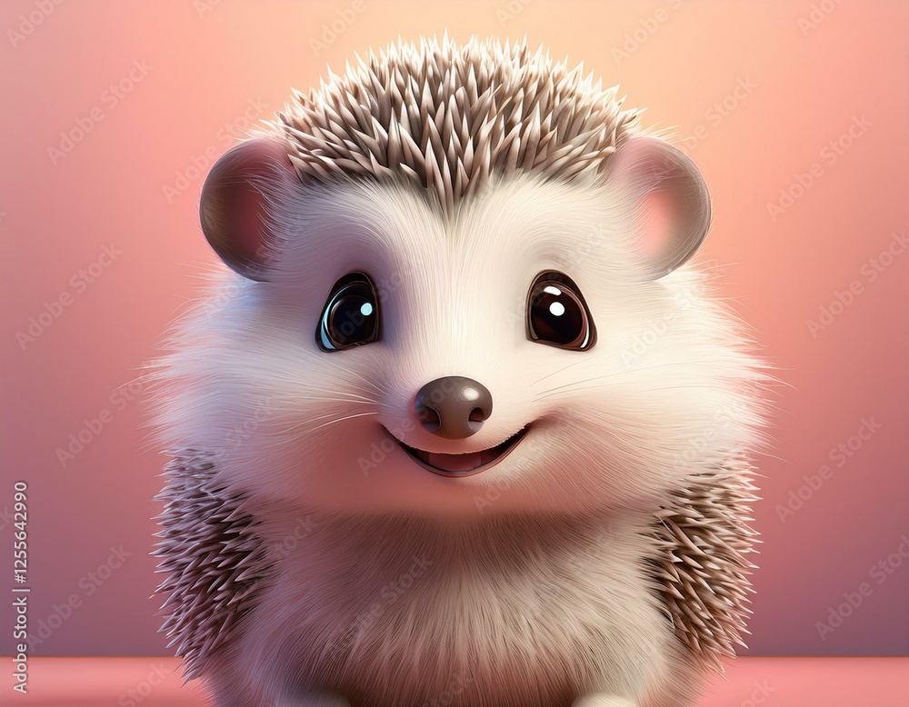 Obraz premium Niedlicher Igel, rosa Hintergrund