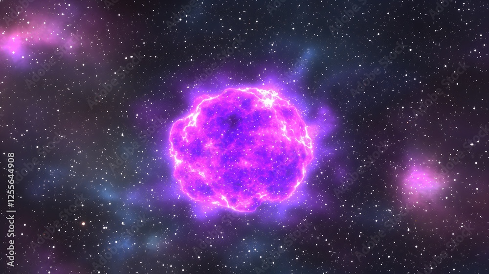 Obraz premium Stunning Cosmic Nebula in Vibrant Purple Against Starry Space Background