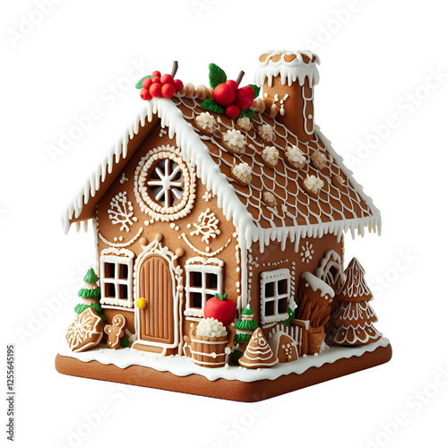 3D Christmas cookie house isolated on white background