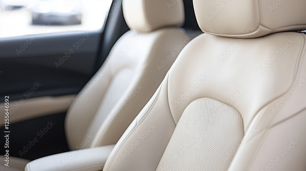 Obraz premium Luxury Car Beige Leather Seats Interior Detail