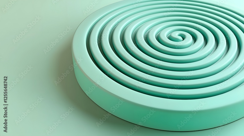 Obraz premium Abstract Spiral Pattern in Soft Mint Green Tones for Background Use