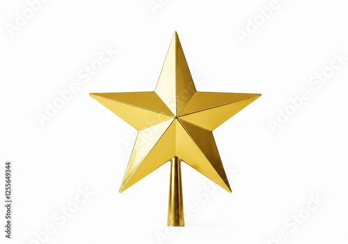 Golden Star Christmas Tree Topper on Dark Background Festive Decoration