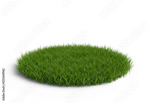 Green Grass Patch on Black Background with Isolated Round Turf