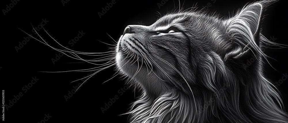 Notice a quiet, dignified cat perched in a calm stance against a completely white field. Every hair stands out under a sharply tuned focus, enhanced by a high-contrast technique that clarifies 