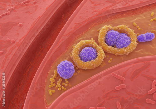 3D Illustration of Bacterial Vaginosis, Showing Clue Cells Covered with Gardnerella Vaginalis in Vaginal Secretions photo