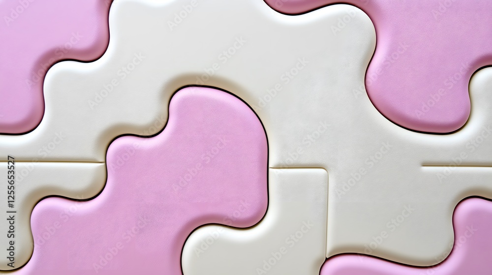 Obraz premium Colorful Puzzle Pieces with Soft Curves in Pink and Cream Tones