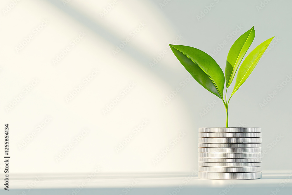 Illustration of a scene combining plant growth and wealth Illustration of a scene combining plant growth and wealth