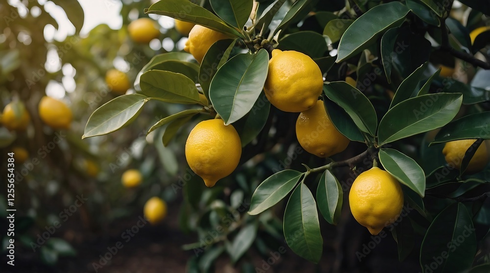 Vibrant Fresh Lemons on Lemon Tree in Backyard Garden Organic Farming and Healthy Summer Harvest Vibrant Fresh Lemons on Lemon Tree in Backyard Garden Organic Farming and Healthy Summer Harvest
