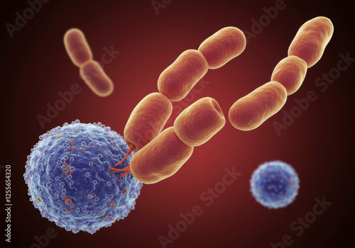 Medical 3D Rendering of Candida spp., Depicting White Fungus Infections Including Candida Albicans and C. Auris photo