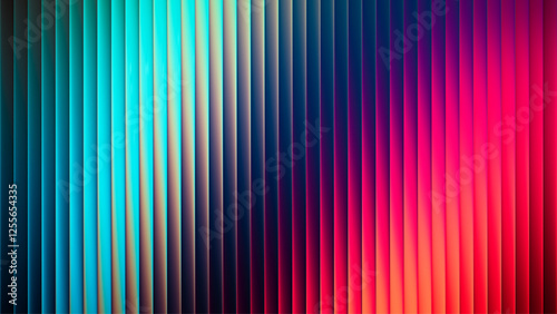 Abstract ribbed fractal glass texture effect with bright smooth fluted vertical lines of colorful gradient. Bold and dynamic design blending bright colors and geometry for modern visual art project