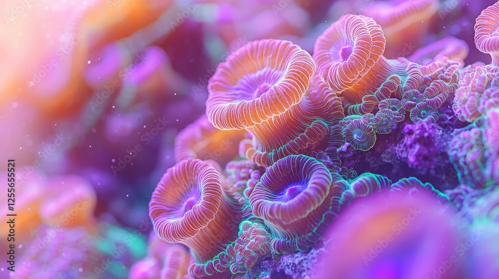 Coral reefs microscopic concept. Vibrant coral reefs showcasing colorful marine life in stunning underwater scenery. Coral reefs microscopic concept. Vibrant coral reefs showcasing colorful marine life in stunning underwater scenery.