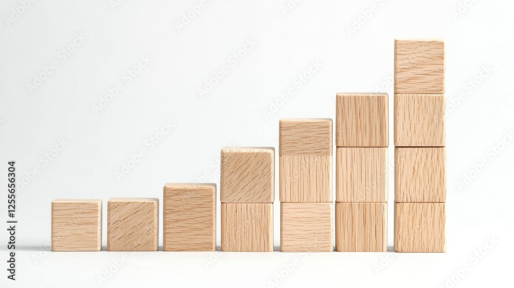 Wooden Blocks Graph Growth Chart Success Concept Wooden Blocks Graph Growth Chart Success Concept