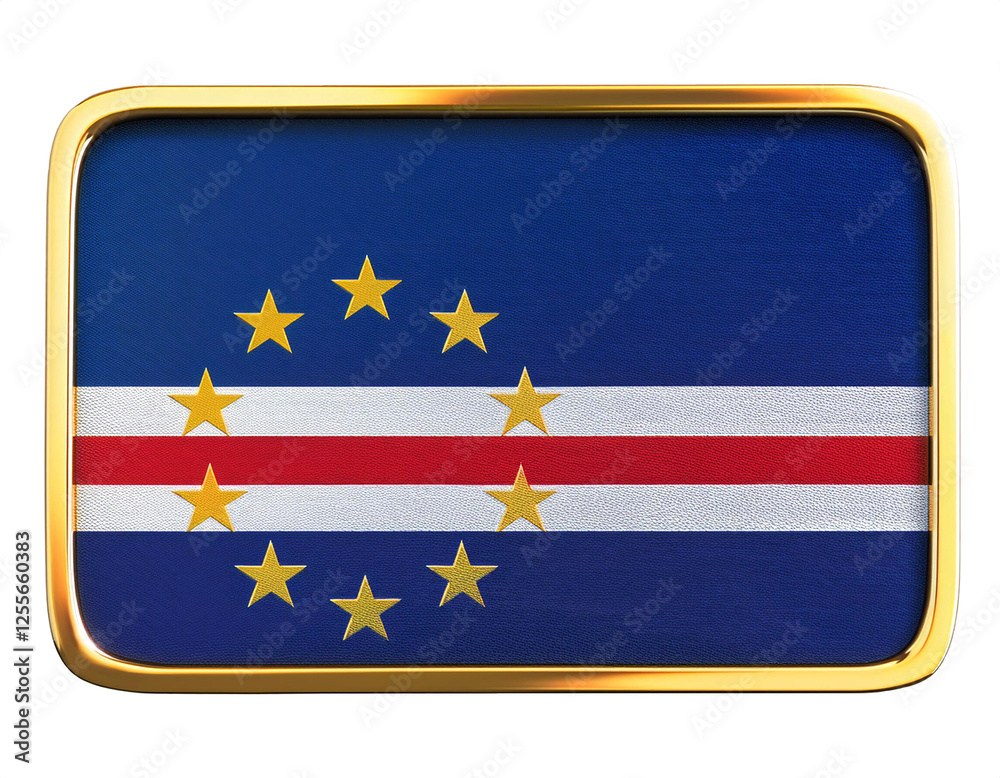 Fototapeta premium カーボヴェルデの国旗のブローチ。白背景。(Cabo Verde flag brooch on white background.) 