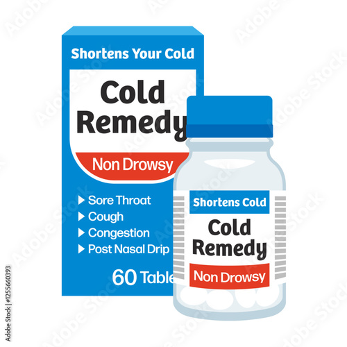 風邪薬のパッケージとボトル