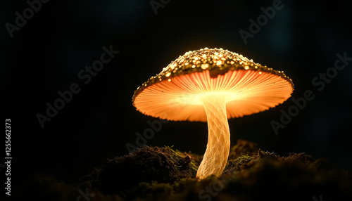 Obraz na płótnie Mushroom is lit up in the dark w salonie