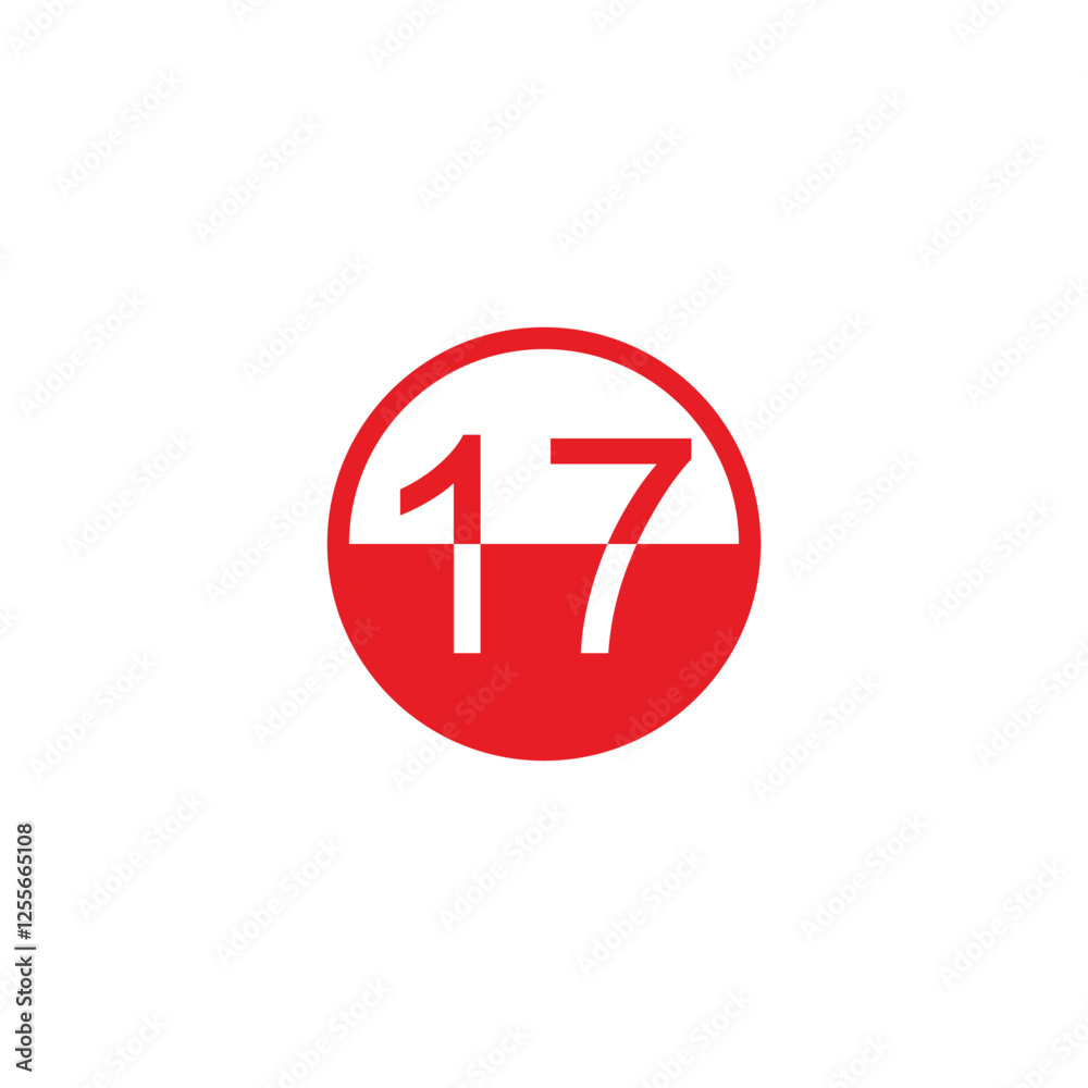 Number 17 circle, line geometric symbol simple logo vector Number 17 circle, line geometric symbol simple logo vector