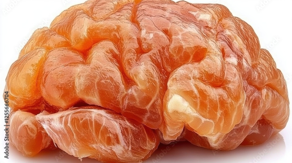 Close-up of Vibrant Orange Tangerine with Fresh Juicy Segments on White Background