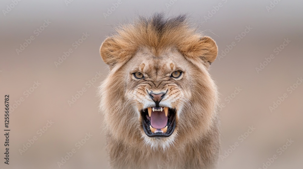 Roaring Lion, African Savanna, Wildlife Portrait Roaring Lion, African Savanna, Wildlife Portrait