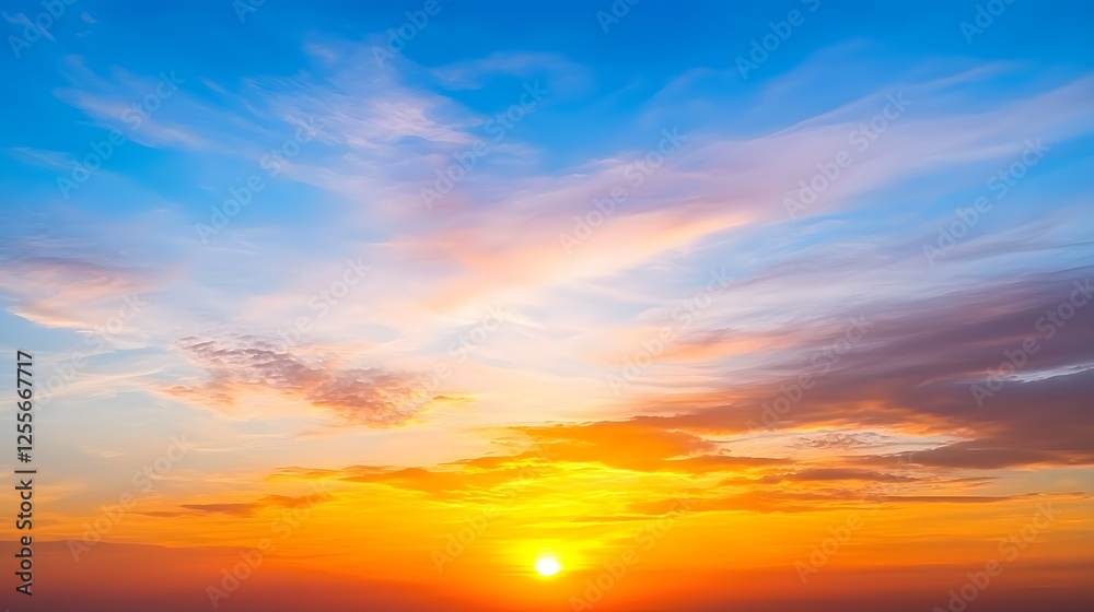 Obraz premium Beautiful Sunset Over Ocean with Vibrant Colors in the Sky