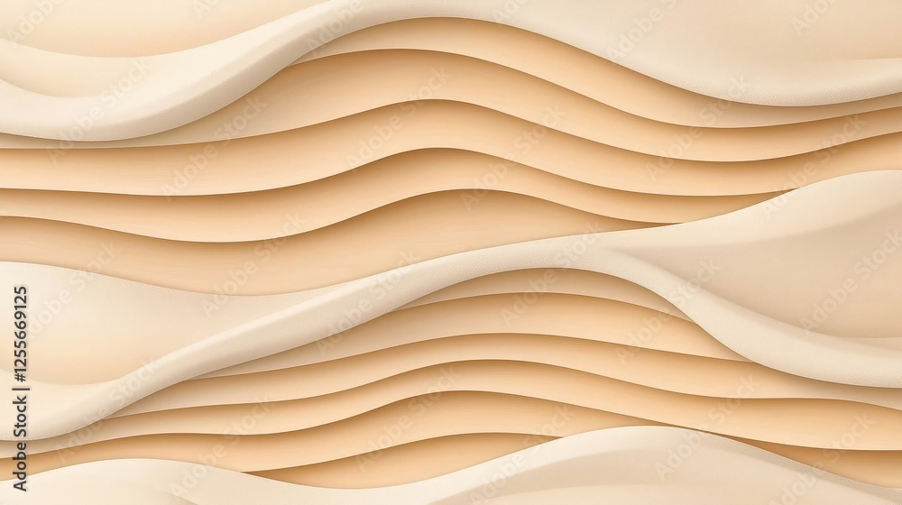 Obraz premium Elegant Abstract Curved Waves Texture in Soft Beige and Cream Tones for Background Design