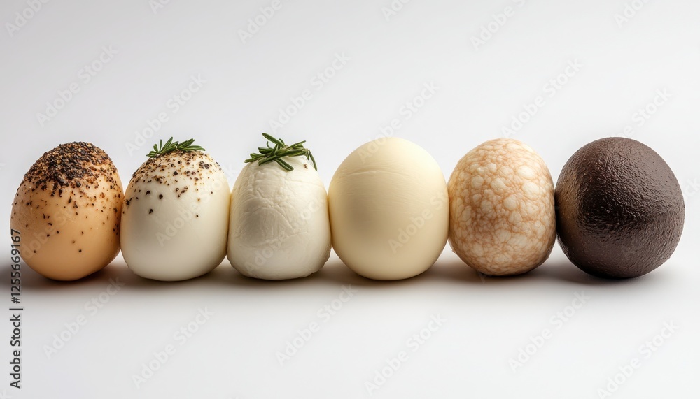 Assorted Eggs on White Background for Culinary Presentation Assorted Eggs on White Background for Culinary Presentation