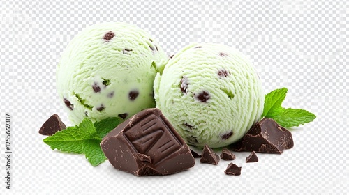 Mint Chocolate Chip Ice Cream with Fresh Mint
 photo