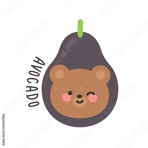 Korean Bear Head Sticker in Avocado Costume photo