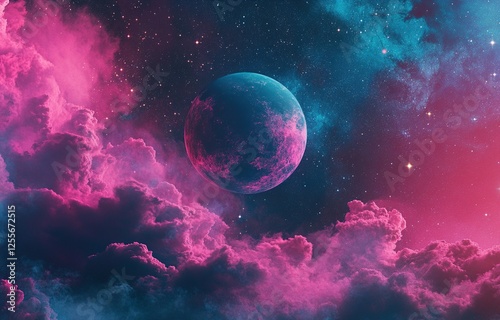 Magenta Cyan Space Scene
