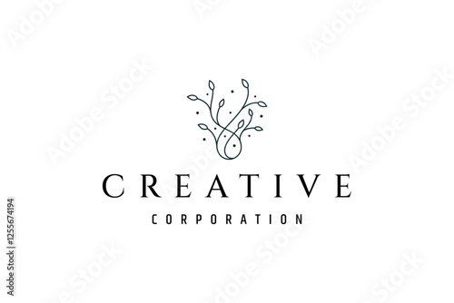 abstract plant logo in line art design style