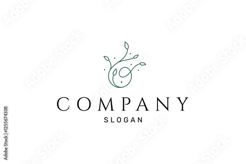 plant line art logo with letter g shape