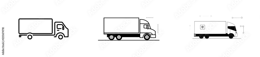 American truck without a trailer, abstract silhouette on a white background; a hand-drawn illustration of an American truck; viewed from the side using a modern style American truck without a trailer, abstract silhouette on a white background; a hand-drawn illustration of an American truck; viewed from the side using a modern style