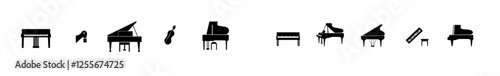 Piano top view symbol. Contemporary grand piano logo music icon