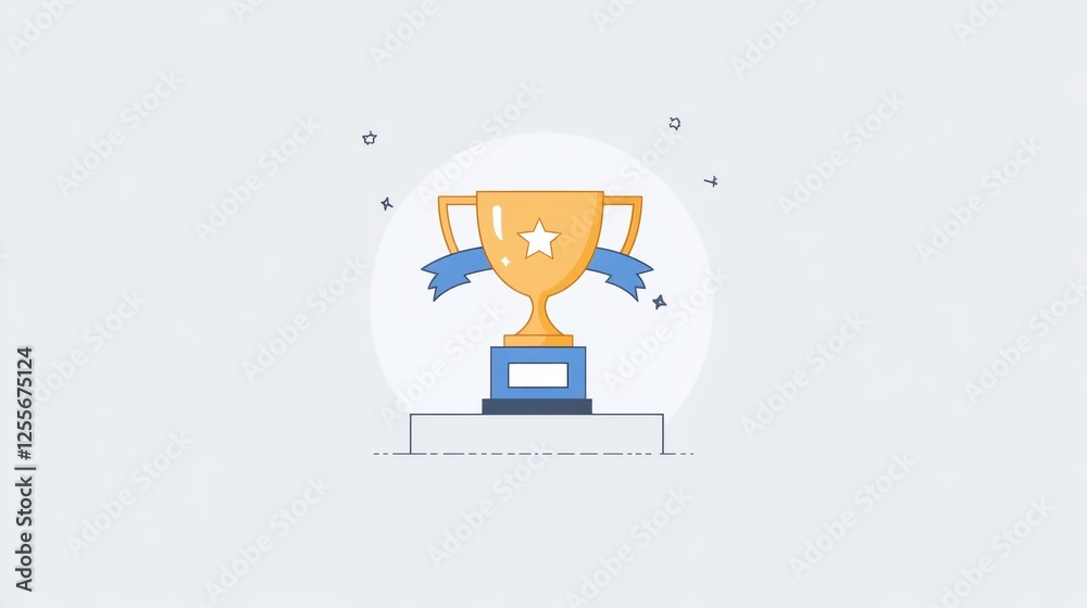 Illustration of a Golden Trophy with Blue Ribbons Symbolizing Achievement and Success Illustration of a Golden Trophy with Blue Ribbons Symbolizing Achievement and Success