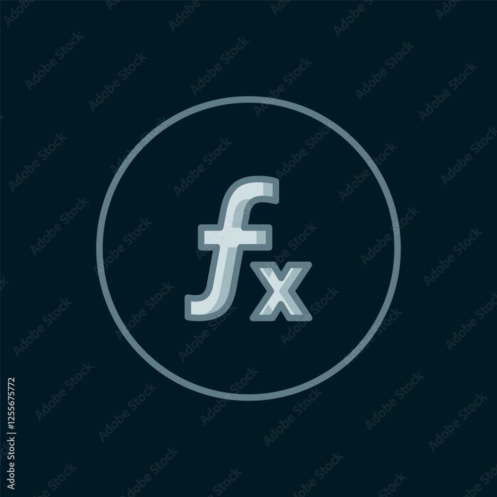 Line Function mathematical symbol icon isolated on black background. Flat filled outline style with shadow. Vector Line Function mathematical symbol icon isolated on black background. Flat filled outline style with shadow. Vector