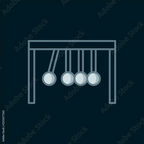 Line Pendulum icon isolated on black background. Newtons cradle. Flat filled outline style with shadow. Vector