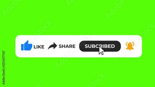 Full social media interaction buttons animation on green screen