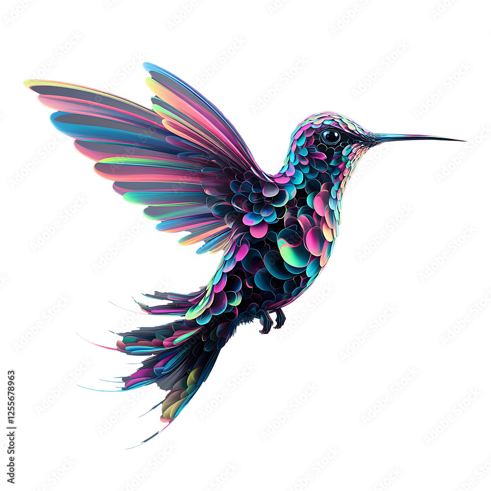 Obraz premium Digital Art of a Hummingbird in Hyper-Realistic Style Transparent Background