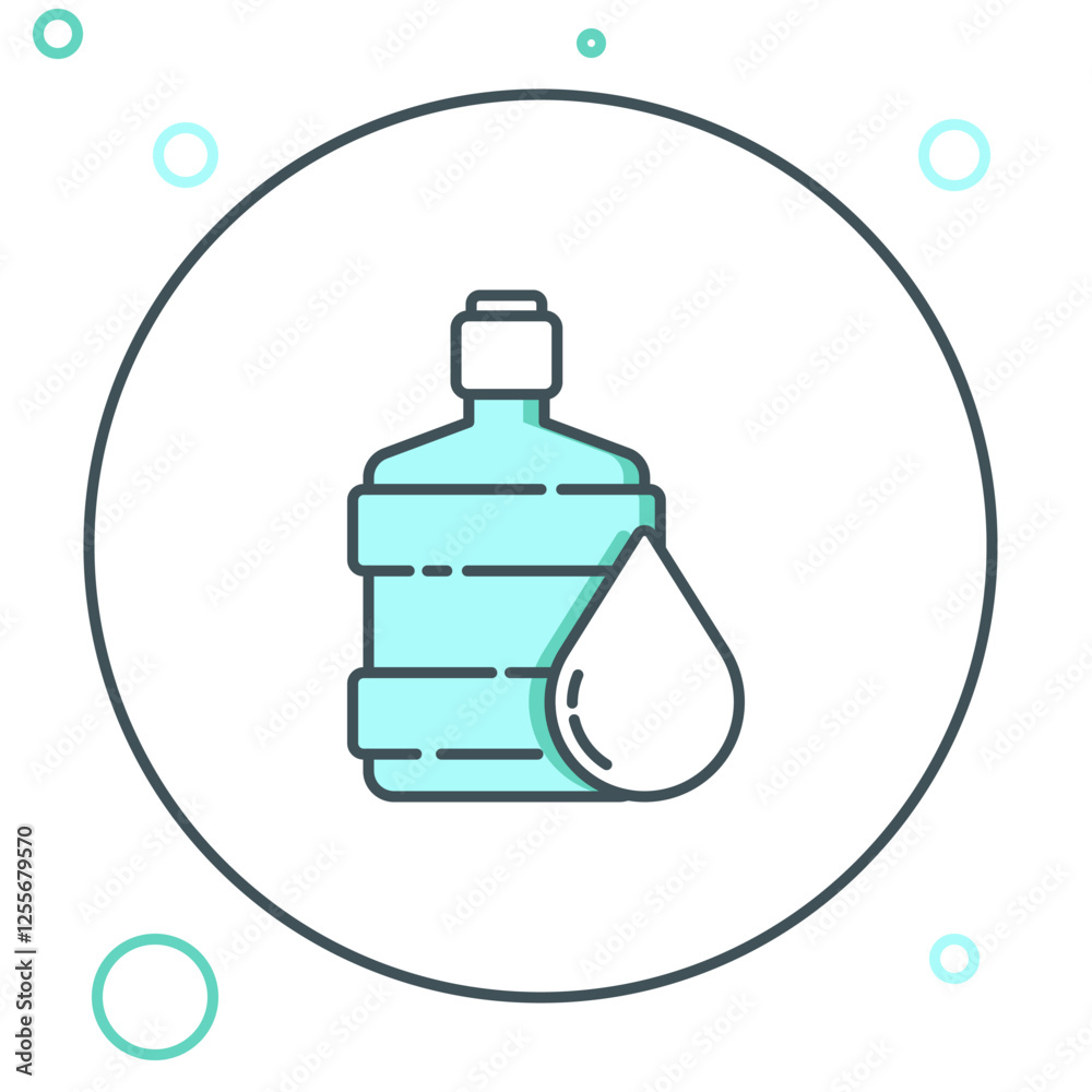 Line Big bottle with clean water icon isolated on white background. Plastic container for the cooler. Colorful outline concept. Vector Line Big bottle with clean water icon isolated on white background. Plastic container for the cooler. Colorful outline concept. Vector