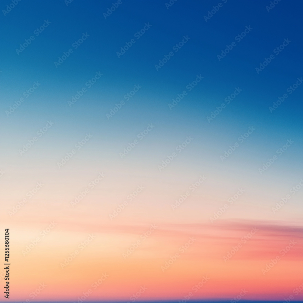 Fototapeta premium serene gradient of blue and pink hues in sky at sunset creates calming atmosphere.