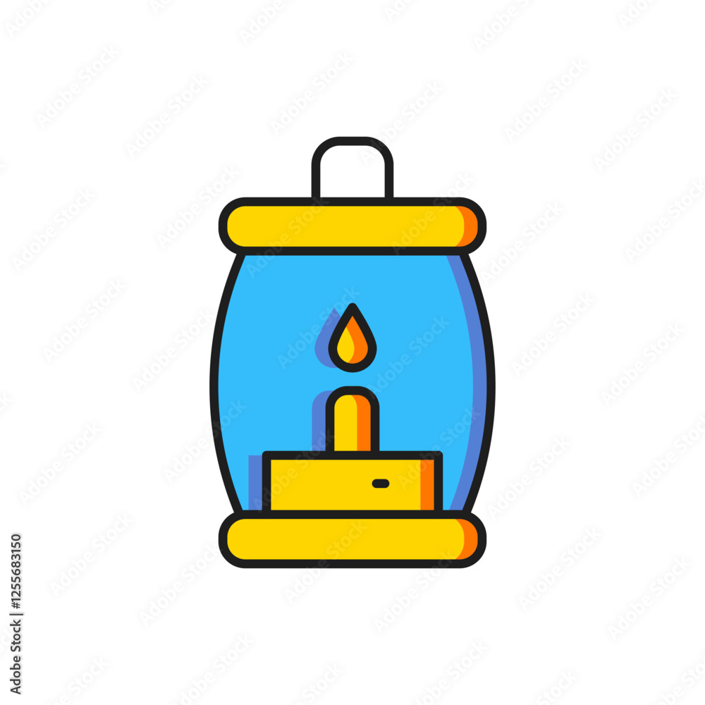 Color Camping lantern icon isolated on white background. Happy Halloween party. Flat filled outline style with shadow. Vector Color Camping lantern icon isolated on white background. Happy Halloween party. Flat filled outline style with shadow. Vector