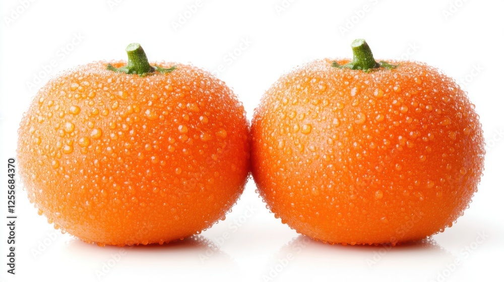 Vibrant Fresh Oranges with Water Droplets on a White Background Highlighting Natural Juiciness Vibrant Fresh Oranges with Water Droplets on a White Background Highlighting Natural Juiciness